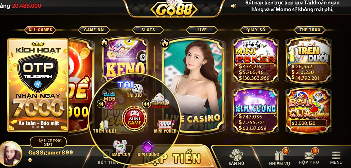 Mini Game tại Link tải Go88 Club với sức hút tươi mới