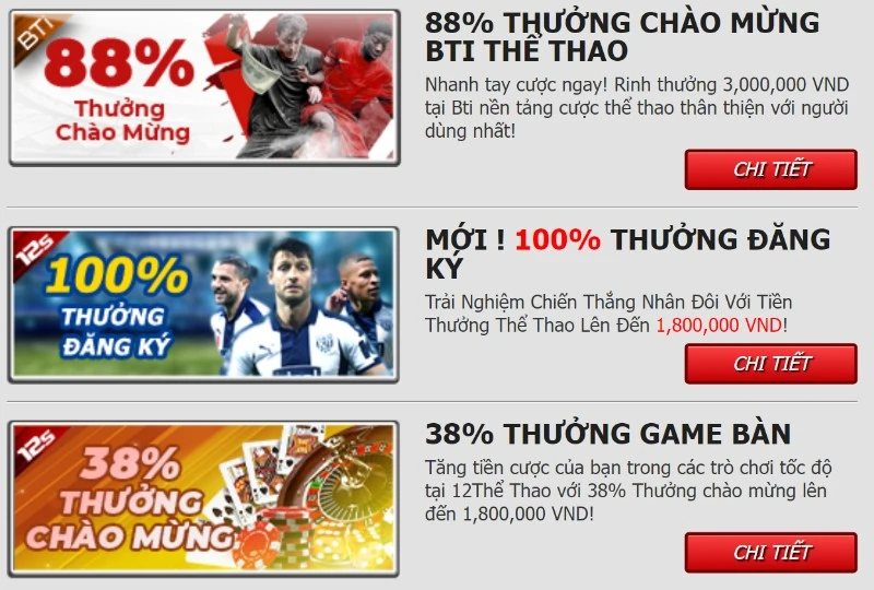 Khuyến mãi hấp dẫn của nhà cái 12Bet