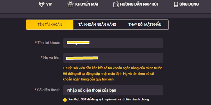 Hướng dẫn chi tiết cách để hội viên đổi hồ cơ tài khoản