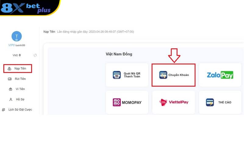 Hướng dẫn nạp tiền nhanh vào tài khoản cá cược của nhà cái