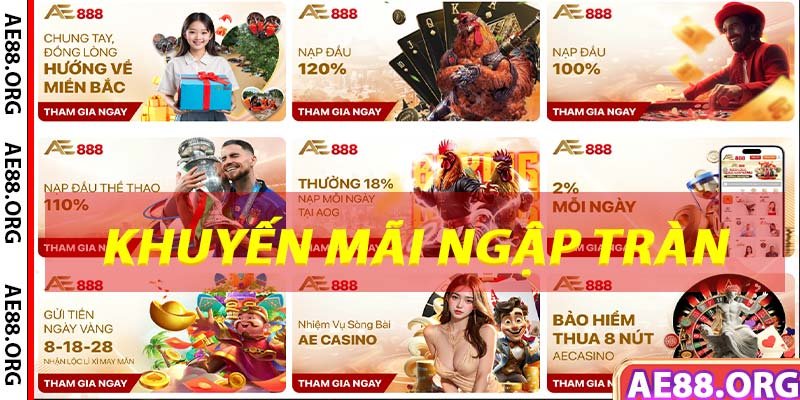 Nhà cái AE88 cung cấp ngập tràn khuyến mãi