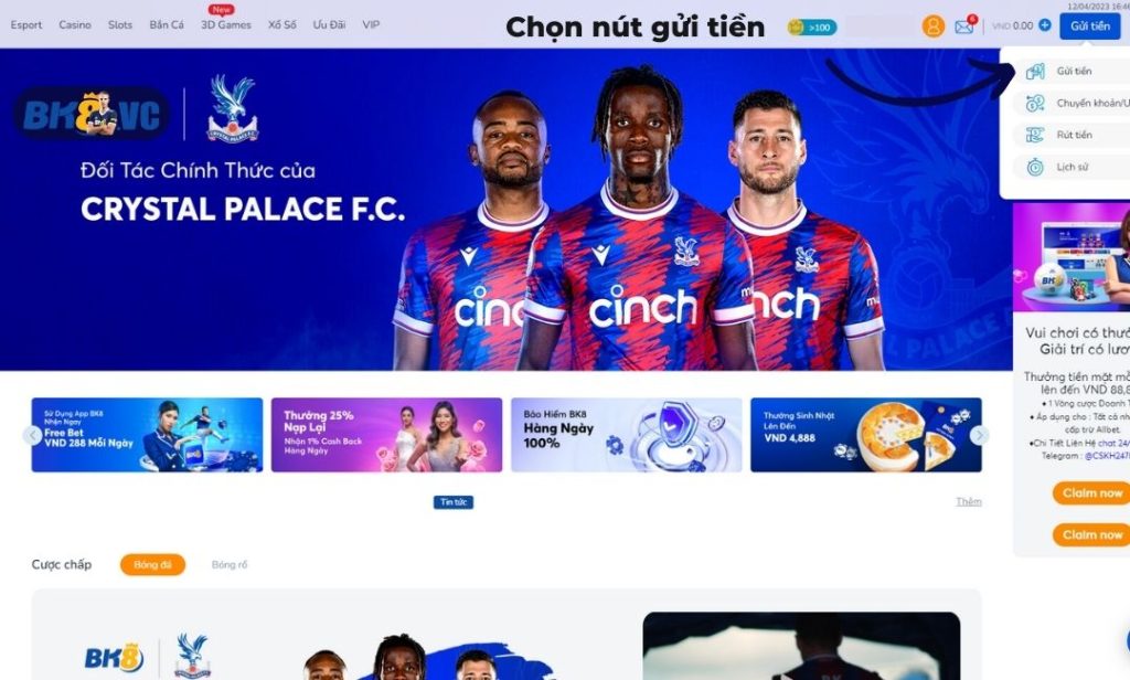 Hướng Dẫn Gửi Tiền Tại Trang BK8 7 - BK8 VC Gửi tiền tại nhà cái BK8