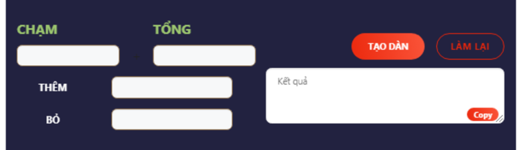 Tạo Dàn Đề 7 - BK8 VC tao dan de 1 - BK8 VC
