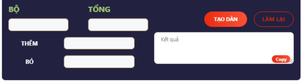 Tạo Dàn Đề 9 - BK8 VC tao dan de 3 - BK8 VC