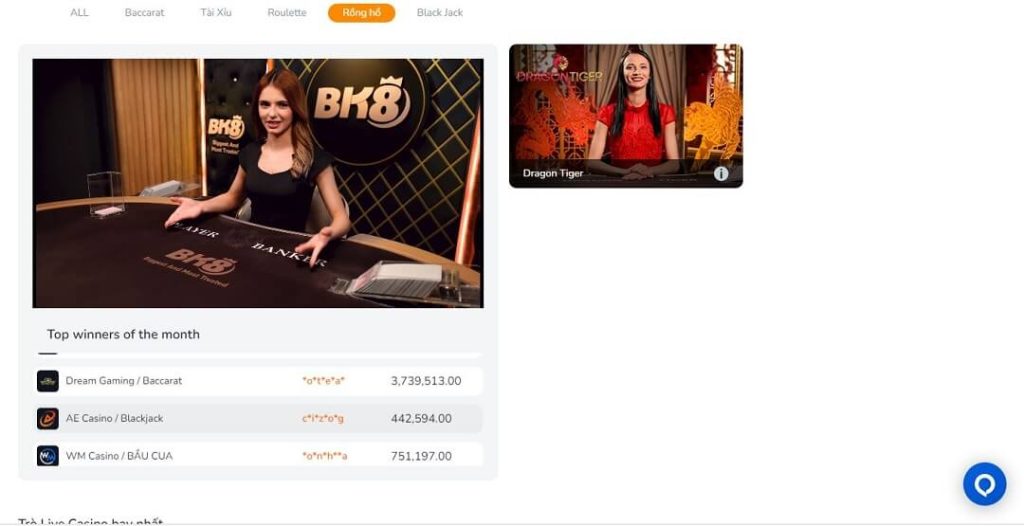 Mẹo Chơi Bài Rồng Hổ BK8 Bách Chiến Bách Thắng 8 - BK8 VC Chơi game Rồng hổ tại BK8 có đa dạng mức cược cho người chơi lựa chọn