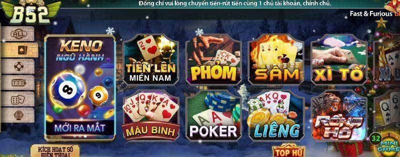 B52 Club với kho game bài đỉnh cao đa dạng
