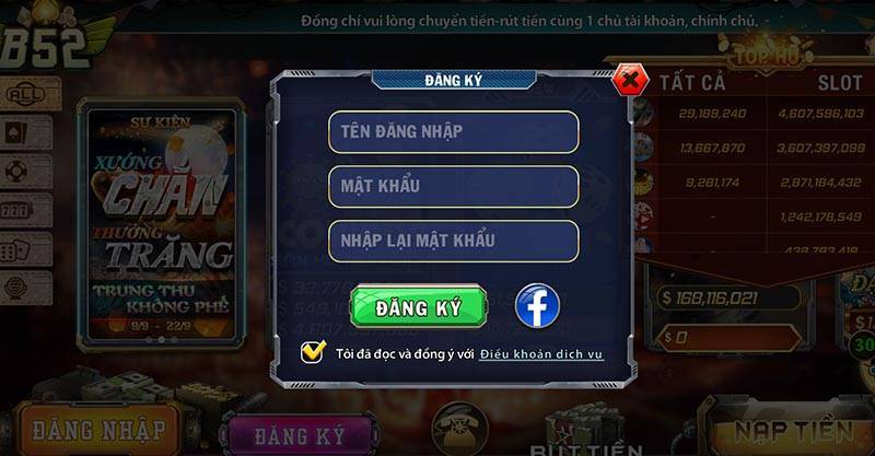 Đăng ký tài khoản B52 nhanh chóng