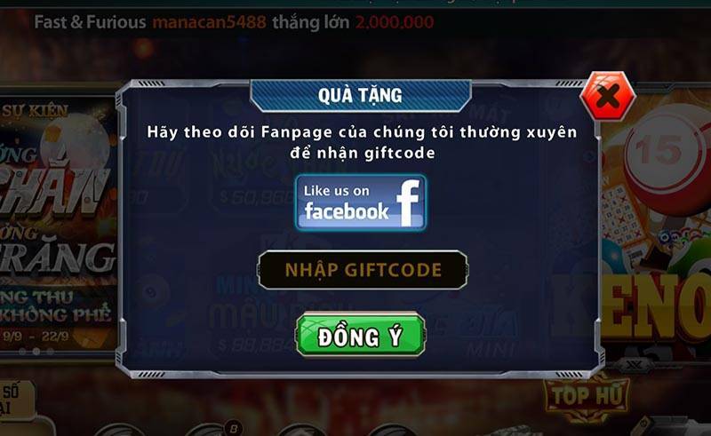 Truy cập Fanpage để nhận Giftcode