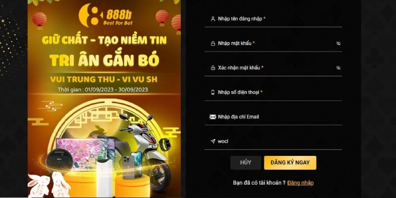 888B 15 Mở tài khoản thành viên