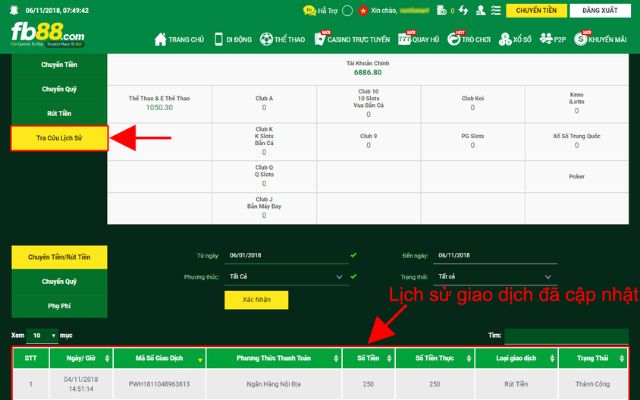 Kiểm tra lịch sử giao dịch của bạn