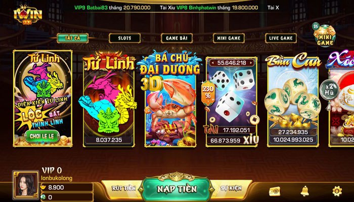 Giao diện Iwin được thiết kế tinh tế phù hợp với thị hiếu người dùng