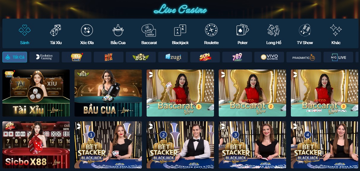Live casino- Trải nghiệm sòng bạc trực tuyến chân thực tại Lucky88