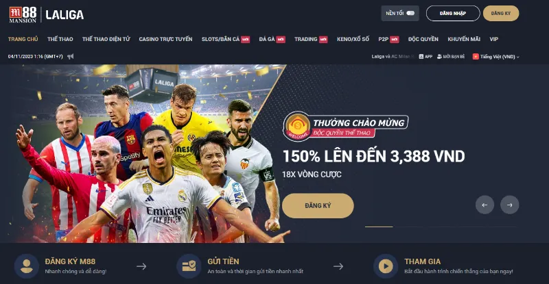 giao diện trang chủ nhà cái M88