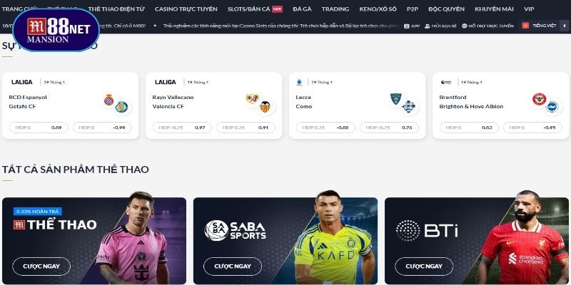 Sản phẩm cược đa dạng đầy đủ thể loại thu hút khách