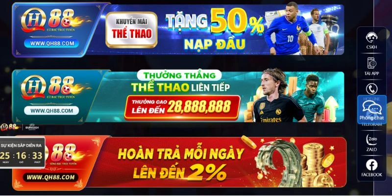 Khuyến mãi QH88 tại các sảnh game