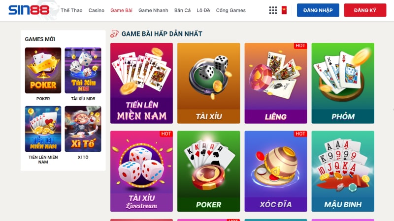 Game bài cược đa dạng