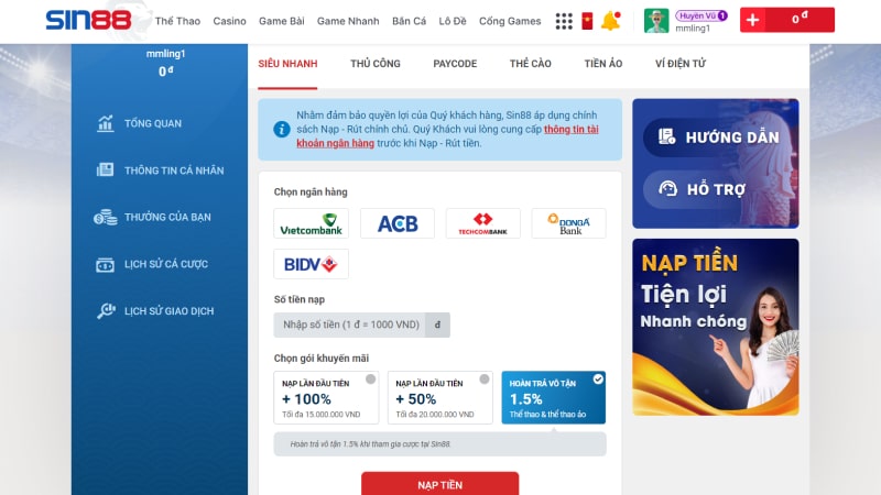 Nạp tiền trực tuyến
