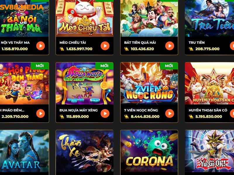 Top game nổ hũ hấp dẫn tại Sv88