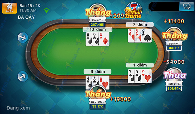 Bài ba cây online cực hấp dẫn tại nhà cái TF88