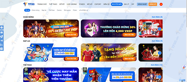 Trang chủ nhà cái TF88 có giao diện đẹp mắt và rất dễ dùng