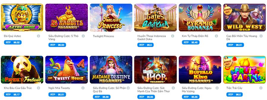 Số lượng game Slots nhiều, đảm bảo chất lượng