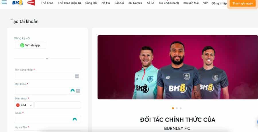 Tạo tài khoản tại nhà cái game slots
