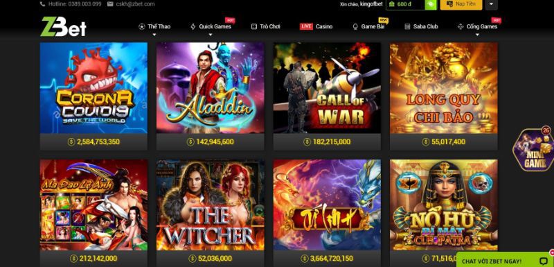 Nhiều tựa game slots hấp dẫn