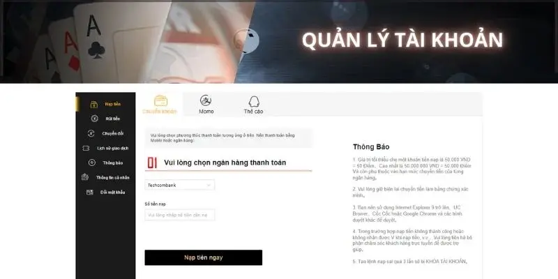 Cách nạp tiền vào ví game qua nhiều phương thức