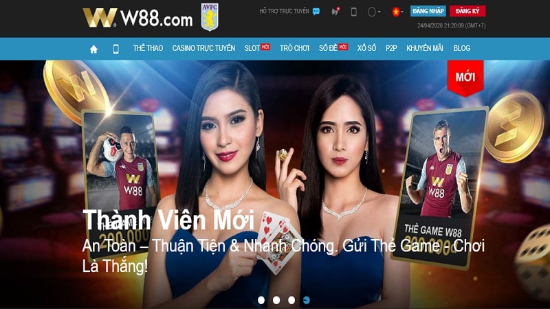 Giao diện trang chủ W88yes