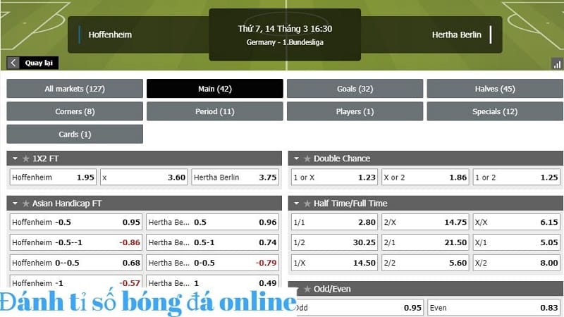 Đánh tỉ số bóng đá online